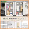 imageGreenvelly Metal Wardrobe Cabinet with Lock Door 72quot Metal Wardrobe Closet with Hanging Rods and Adjustable Shelves Clothing Storage Closet Cabinet for Home Office Employee Gym GreyWhite