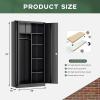 imageGreenvelly Metal Wardrobe Cabinet with Lock Door 72quot Metal Wardrobe Closet with Hanging Rods and Adjustable Shelves Clothing Storage Closet Cabinet for Home Office Employee Gym GreyBlack