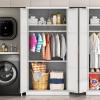 imageGreenvelly Metal Wardrobe Cabinet with Lock Door 72quot Metal Wardrobe Closet with Hanging Rods and Adjustable Shelves Clothing Storage Closet Cabinet for Home Office Employee Gym GreyWhite