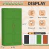 imageGreenvelly Metal Wardrobe Cabinet with Lock Door 72quot Metal Wardrobe Closet with Hanging Rods and Adjustable Shelves Clothing Storage Closet Cabinet for Home Office Employee Gym GreyGreen