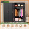 imageGreenvelly Metal Wardrobe Cabinet with Lock Door 72quot Metal Wardrobe Closet with Hanging Rods and Adjustable Shelves Clothing Storage Closet Cabinet for Home Office Employee Gym GreyBlack