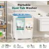 imageGreenvelly Portable Washing Machine 16 Lbs Compact Mini Washer and Dryer Combo Semiautomatic Twin Tub Washer with Drain Pump for Dorms Apartments RVs BlueBlue
