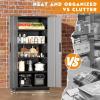 imageGreenvelly Steel SnapIt Storage Cabinet 72quot Locking Metal Garage Storage Cabinet with 4 Adjustable Shelves 2 Doors and Lock for File Office Garage Home BlackBlack Grey