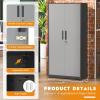 imageGreenvelly Steel SnapIt Storage Cabinet 72quot Locking Metal Garage Storage Cabinet with 4 Adjustable Shelves 2 Doors and Lock for File Office Garage Home BlackBlack Grey