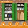 imageGreenvelly Steel SnapIt Storage Cabinet 72quot Locking Metal Garage Storage Cabinet with 4 Adjustable Shelves 2 Doors and Lock for File Office Garage Home BlackBlack Green