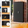 imageGreenvelly Steel SnapIt Storage Cabinet 72quot Locking Metal Garage Storage Cabinet with 4 Adjustable Shelves 2 Doors and Lock for File Office Garage Home BlackBlack