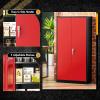 imageGreenvelly Steel SnapIt Storage Cabinet 72quot Locking Metal Garage Storage Cabinet with 4 Adjustable Shelves 2 Doors and Lock for File Office Garage Home BlackBlack Red