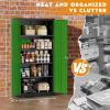 imageGreenvelly Steel SnapIt Storage Cabinet 72quot Locking Metal Garage Storage Cabinet with 4 Adjustable Shelves 2 Doors and Lock for File Office Garage Home BlackBlack Green
