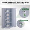 imageGreenvelly Steel SnapIt Storage Cabinet 72quot Locking Metal Garage Storage Cabinet with 4 Adjustable Shelves 2 Doors and Lock for File Office Garage Home BlackDark Gray
