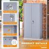 imageGreenvelly Steel SnapIt Storage Cabinet 72quot Locking Metal Garage Storage Cabinet with 4 Adjustable Shelves 2 Doors and Lock for File Office Garage Home BlackDark Gray