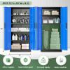 imageGreenvelly Steel SnapIt Storage Cabinet 72quot Locking Metal Garage Storage Cabinet with 4 Adjustable Shelves 2 Doors and Lock for File Office Garage Home BlackBlack Blue