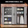 imageGreenvelly Steel SnapIt Storage Cabinet 72quot Locking Metal Garage Storage Cabinet with 4 Adjustable Shelves 2 Doors and Lock for File Office Garage Home BlackBlack Grey