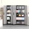 imageGreenvelly Steel SnapIt Storage Cabinet 72quot Locking Metal Garage Storage Cabinet with 4 Adjustable Shelves 2 Doors and Lock for File Office Garage Home BlackBlack Grey