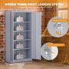 imageGreenvelly Steel SnapIt Storage Cabinet 72quot Locking Metal Garage Storage Cabinet with 4 Adjustable Shelves 2 Doors and Lock for File Office Garage Home BlackDark Gray