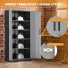 imageGreenvelly Steel SnapIt Storage Cabinet 72quot Locking Metal Garage Storage Cabinet with 4 Adjustable Shelves 2 Doors and Lock for File Office Garage Home BlackBlack Grey