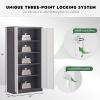 imageGreenvelly Steel SnapIt Storage Cabinet 72quot Locking Metal Garage Storage Cabinet with 4 Adjustable Shelves 2 Doors and Lock for File Office Garage Home BlackGray White
