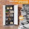 imageGreenvelly Steel SnapIt Storage Cabinet 72quot Locking Metal Garage Storage Cabinet with 4 Adjustable Shelves 2 Doors and Lock for File Office Garage Home BlackGray White