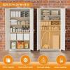 imageGreenvelly Steel SnapIt Storage Cabinet 72quot Locking Metal Garage Storage Cabinet with 4 Adjustable Shelves 2 Doors and Lock for File Office Garage Home BlackGrey