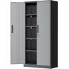 imageGreenvelly Steel SnapIt Storage Cabinet 72quot Locking Metal Garage Storage Cabinet with 4 Adjustable Shelves 2 Doors and Lock for File Office Garage Home BlackBlack Grey