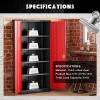 imageGreenvelly Steel SnapIt Storage Cabinet 72quot Locking Metal Garage Storage Cabinet with 4 Adjustable Shelves 2 Doors and Lock for File Office Garage Home BlackBlack Red