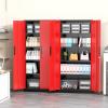 imageGreenvelly Steel SnapIt Storage Cabinet 72quot Locking Metal Garage Storage Cabinet with 4 Adjustable Shelves 2 Doors and Lock for File Office Garage Home BlackBlack Red