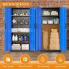 imageGreenvelly Steel SnapIt Storage Cabinet 72quot Locking Metal Garage Storage Cabinet with 4 Adjustable Shelves 2 Doors and Lock for File Office Garage Home BlackBlack Blue