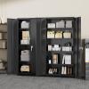 imageGreenvelly Steel SnapIt Storage Cabinet 72quot Locking Metal Garage Storage Cabinet with 4 Adjustable Shelves 2 Doors and Lock for File Office Garage Home BlackBlack