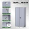 imageGreenvelly Steel SnapIt Storage Cabinet 72quot Locking Metal Garage Storage Cabinet with 4 Adjustable Shelves 2 Doors and Lock for File Office Garage Home BlackDark Gray