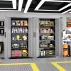 imageGreenvelly Steel SnapIt Storage Cabinet 72quot Locking Metal Garage Storage Cabinet with 4 Adjustable Shelves 2 Doors and Lock for File Office Garage Home BlackBlack Grey