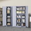 imageGreenvelly Steel SnapIt Storage Cabinet 72quot Locking Metal Garage Storage Cabinet with 4 Adjustable Shelves 2 Doors and Lock for File Office Garage Home BlackDark Gray