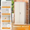 imageGreenvelly Steel SnapIt Storage Cabinet 72quot Locking Metal Garage Storage Cabinet with 4 Adjustable Shelves 2 Doors and Lock for File Office Garage Home BlackGrey