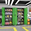 imageGreenvelly Steel SnapIt Storage Cabinet 72quot Locking Metal Garage Storage Cabinet with 4 Adjustable Shelves 2 Doors and Lock for File Office Garage Home BlackBlack Green