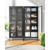 imageGreenvelly Metal Display Cabinet with Glass Doors and 4 Shelves Blue Storage for Home Office Living Room PantryBlack