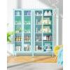 imageGreenvelly Metal Display Cabinet with Glass Doors and 4 Shelves Blue Storage for Home Office Living Room PantryBlue