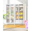 imageGreenvelly Metal Display Cabinet with Glass Doors and 4 Shelves Blue Storage for Home Office Living Room PantryWhite