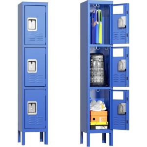 imageGreenvelly Metal Locker 72quot Metal Lockers for Employees with Locking Doors Lockable Steel Locker Storage for Office School Gym Home BlackBlue
