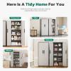 imageGreenvelly 63quot H Metal Pantry Storage Cabinet Black Locking Metal Cabinet with 4 Adjustable Shelves Kitchen Pantry Cabinets for Office Home Garage Pantry KitchenWhite Grey
