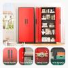 imageGreenvelly 63quot H Metal Pantry Storage Cabinet Black Locking Metal Cabinet with 4 Adjustable Shelves Kitchen Pantry Cabinets for Office Home Garage Pantry KitchenBlack Red
