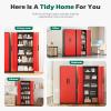imageGreenvelly 63quot H Metal Pantry Storage Cabinet Black Locking Metal Cabinet with 4 Adjustable Shelves Kitchen Pantry Cabinets for Office Home Garage Pantry KitchenBlack Red