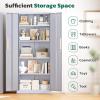 imageGreenvelly 63quot H Metal Pantry Storage Cabinet Black Locking Metal Cabinet with 4 Adjustable Shelves Kitchen Pantry Cabinets for Office Home Garage Pantry KitchenDark Grey