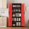 imageGreenvelly 63quot H Metal Pantry Storage Cabinet Black Locking Metal Cabinet with 4 Adjustable Shelves Kitchen Pantry Cabinets for Office Home Garage Pantry KitchenBlack Red