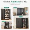 imageGreenvelly 63quot H Metal Pantry Storage Cabinet Black Locking Metal Cabinet with 4 Adjustable Shelves Kitchen Pantry Cabinets for Office Home Garage Pantry KitchenBlack