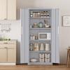 imageGreenvelly 63quot H Metal Pantry Storage Cabinet Black Locking Metal Cabinet with 4 Adjustable Shelves Kitchen Pantry Cabinets for Office Home Garage Pantry KitchenDark Grey