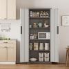 imageGreenvelly 63quot H Metal Pantry Storage Cabinet Black Locking Metal Cabinet with 4 Adjustable Shelves Kitchen Pantry Cabinets for Office Home Garage Pantry KitchenWhite Grey