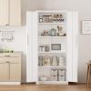 imageGreenvelly 63quot H Metal Pantry Storage Cabinet Black Locking Metal Cabinet with 4 Adjustable Shelves Kitchen Pantry Cabinets for Office Home Garage Pantry KitchenWhite