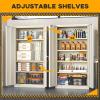 imageGreenvelly Metal Garage Storage Cabinet with 2 Doors and 4 Adjustable Shelves 72H Steel Lockable Storage CabinetTall Metal Cabinet Locking File Cabinet for OfficeHome Garage Gym SchoolGrey