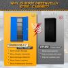 imageGreenvelly Metal Garage Storage Cabinet with 2 Doors and 4 Adjustable Shelves 72H Steel Lockable Storage CabinetTall Metal Cabinet Locking File Cabinet for OfficeHome Garage Gym SchoolBlack Blue