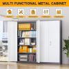 imageGreenvelly Metal Garage Storage Cabinet with 2 Doors and 4 Adjustable Shelves 72H Steel Lockable Storage CabinetTall Metal Cabinet Locking File Cabinet for OfficeHome Garage Gym SchoolWhite Grey