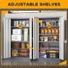 imageGreenvelly Metal Garage Storage Cabinet with 2 Doors and 4 Adjustable Shelves 72H Steel Lockable Storage CabinetTall Metal Cabinet Locking File Cabinet for OfficeHome Garage Gym SchoolWhite Grey