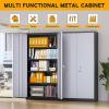 imageGreenvelly Metal Garage Storage Cabinet with 2 Doors and 4 Adjustable Shelves 72H Steel Lockable Storage CabinetTall Metal Cabinet Locking File Cabinet for OfficeHome Garage Gym SchoolBlack Grey